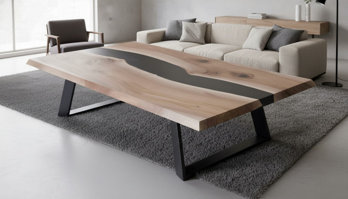 Epoxihars tafel Houten salontafel Handgemaakte massieve woonkamer meubels