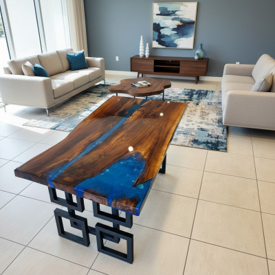 Salontafel Blue River Table Echt hout Riviertafel 140x80 Tafels