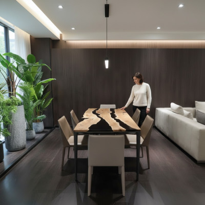 Salontafel Black River Table Echt Hout Riviertafel 220x90 Tafels Epoxyhars Nieuw