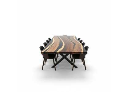 Vergadering Riviertafel Echt hout Massief Epoxyhars Tafels