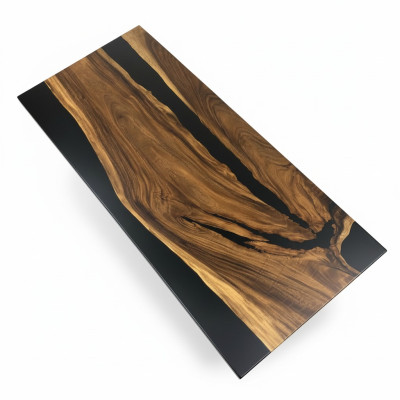 Eettafel Black River Table Echt hout 220x95 Tafels Epoxyhars Nieuw