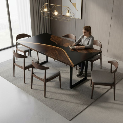 Eettafel River Table Echt Decor Hout Riviertafel Massief Epoxyhars Tafels