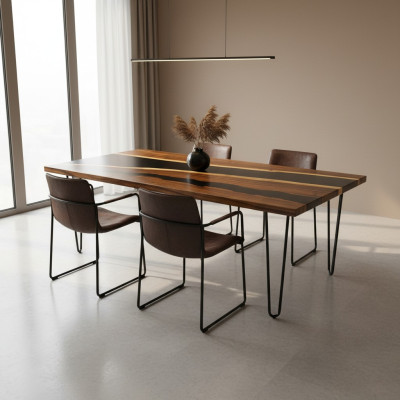 Epoxihars eettafel echt massief houten meubels watervalt epoxytafel 200x90 Nieuw