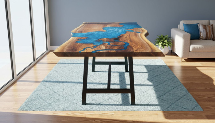 Waterval tafel epoxyhars eettafel echt hout massief meubilair epoxytafel nieuw.