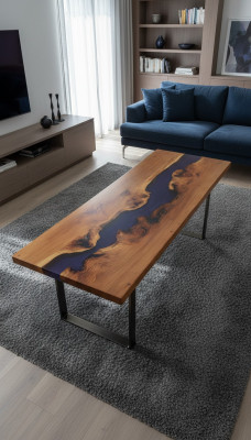 Tafel eettafel tafels epoxyhars epoxy echt hout massief designmeubels 250x90 Nieuw