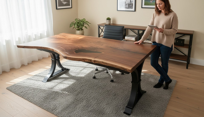 Eettafel epoxyhars echt massief hout meubels waterval epoxy tafel 200x90 Nieuw.