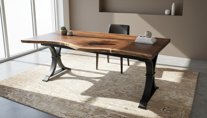 Eettafel epoxyhars echt massief hout meubels waterval epoxy tafel 200x90 Nieuw.