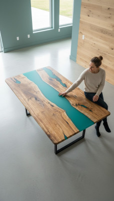 Eettafel Design Tafel Moderne Tafels Zee Oceaan Rivier Meubels 200x90 Epoxy Hars