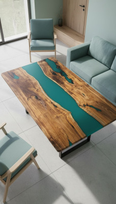 Eettafel Design Tafel Moderne Tafels Zee Oceaan Rivier Meubels 200x90 Epoxy Hars