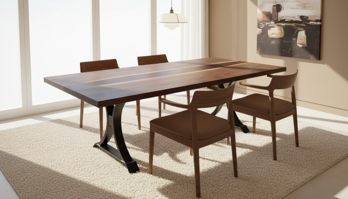 Epoxihars Eettafel Echt hout Massief meubels Waterfal Epoxy tafel 240x100cm