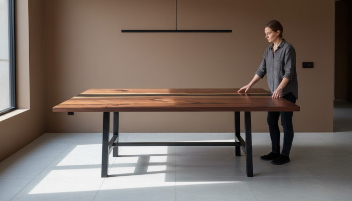 Eettafel watervaltafels epoxyhars echt hout massief meubilair epoxytafel nieuw
