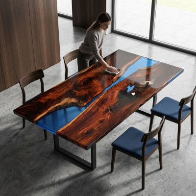 Tafels Eettafel Ontwerp Tafel Moderne Zee Rivier Meubels 200x90 Epoxy Hars Oceaan