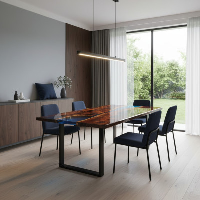 Tafels Eettafel Ontwerp Tafel Moderne Zee Rivier Meubels 200x90 Epoxy Hars Oceaan