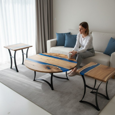 Epoxy Rivier Maatwerk Tafel Epoxyhars Echt Hout Prijs 1m² Tafels Resin