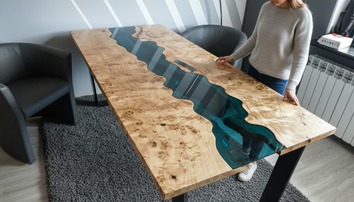 Tafels epoxyhars eettafel hout massief meubels epoxytafel giet hars waterval