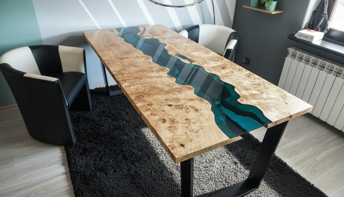 Tafels epoxyhars eettafel hout massief meubels epoxytafel giet hars waterval