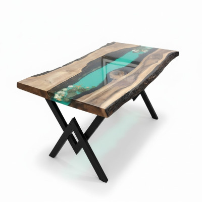 Tafel eettafel tafels hars epoxy massief design meubels 200x100 echt hout epoxy