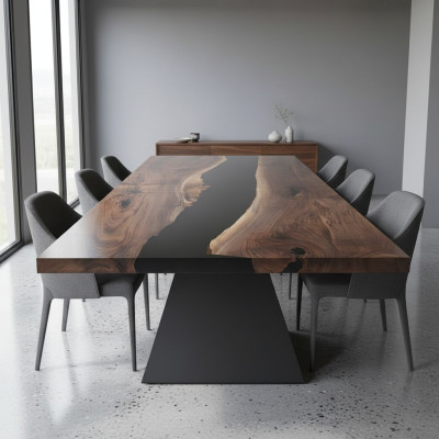 Epoxihars Eettafel Echt hout Massief meubilair Waterval epoxy tafel 220x100cm