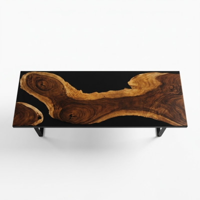 Epoxihars eettafel echt hout massief meubilair waterval gegoten hars epoxy tafel