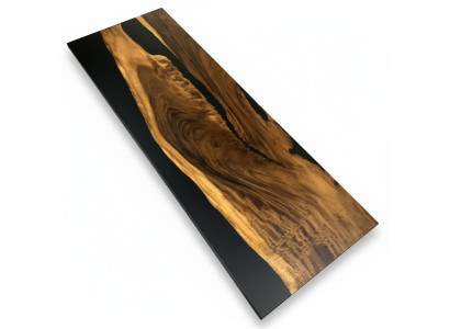 Epoxihars eettafel echt hout massief meubilair waterval epoxy tafel 260x91cm