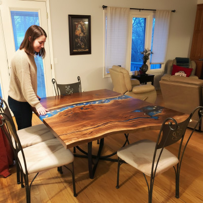Maatwerk Tafel Epoxyhars Epoxy Resin Rivier Echt Hout Prijs 1m² Tafels