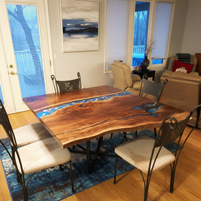 Maatwerk Tafel Epoxyhars Epoxy Resin Rivier Echt Hout Prijs 1m² Tafels