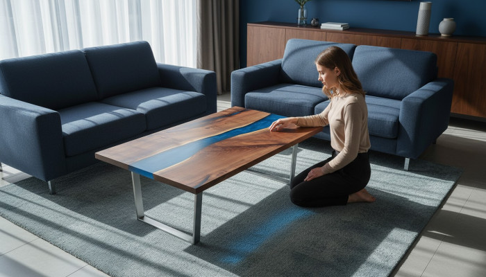 Epoxy Maatwerk Tafel Epoxyhars Stroom Echt Hout Prijs 1m² Tafels Hars