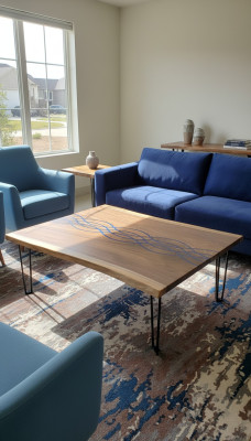 Rivier Tafels Eettafel Ontwerp Tafel Moderne Zee Meubelen 100x100 Epoxy Hars Oceaan