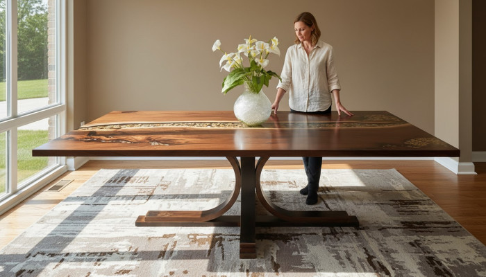 Echt hout epoxyhars op maat gemaakte tafel epoxy rivier prijs 1m² tafels hars