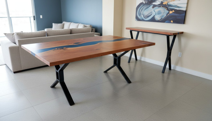 Maatwerk Tafel Epoxyhars Epoxyrivier Echt hout Prijs per vierkante meter Tafelshars