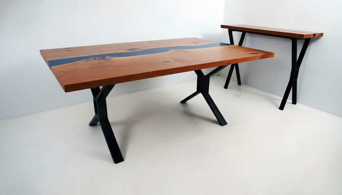 Maatwerk Tafel Epoxyhars Epoxyrivier Echt hout Prijs per vierkante meter Tafelshars