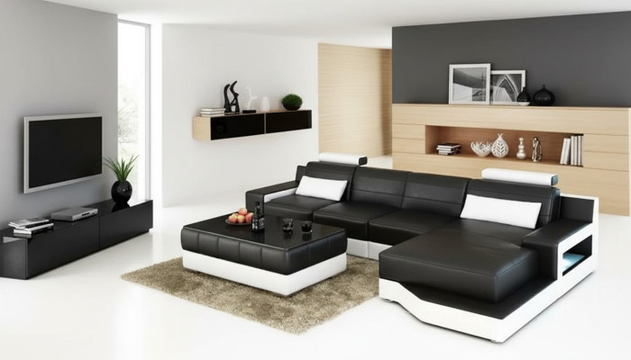 Hoekbank L-vorm Moderne bank Leren bank Hoekbank Bekleding Designer-bank
