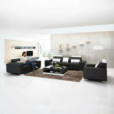 Ontwerp bankstel Sofa 3-zitter salontafel sets leren set groep 4-delig