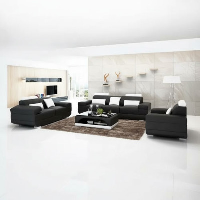 Ontwerp bankstel Sofa 3-zitter salontafel sets leren set groep 4-delig