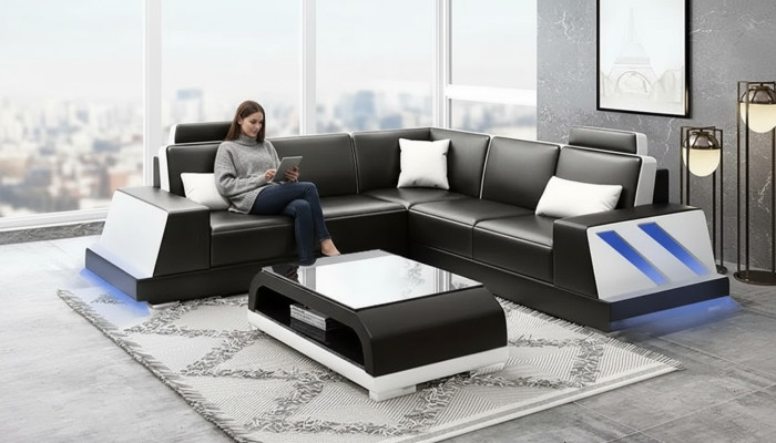 Hoekbank Verlicht Led Bank Bank Beklede Hoekbank Bankstellen Salontafel