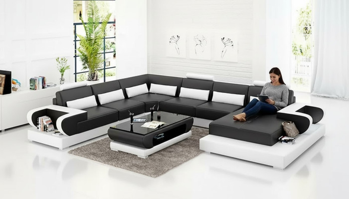Hoekbank bekleding hoekbank U-vorm salontafel modern bankstel woonlandschap nieuw