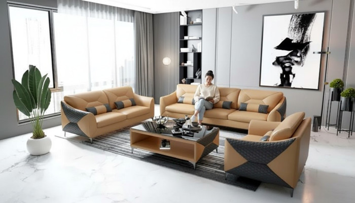 Sofa set 3-zits set Design bank banken Luxe Nieuw design Bekleding
