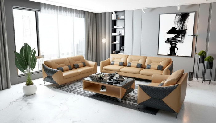 Sofa set 3-zits set Design bank banken Luxe Nieuw design Bekleding