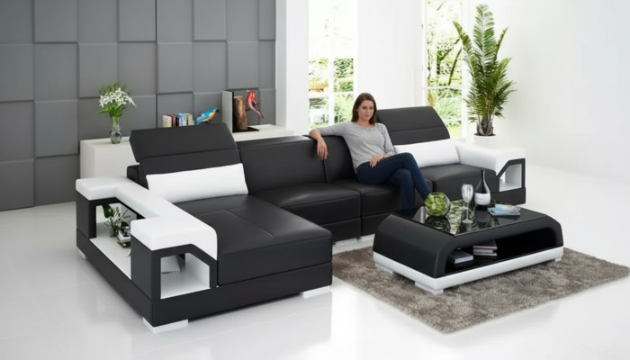 Hoekbank Bekleding Hoekbank Moderne L-vorm Salontafel Bank Woonlandschap 2-dlg. Nieuw