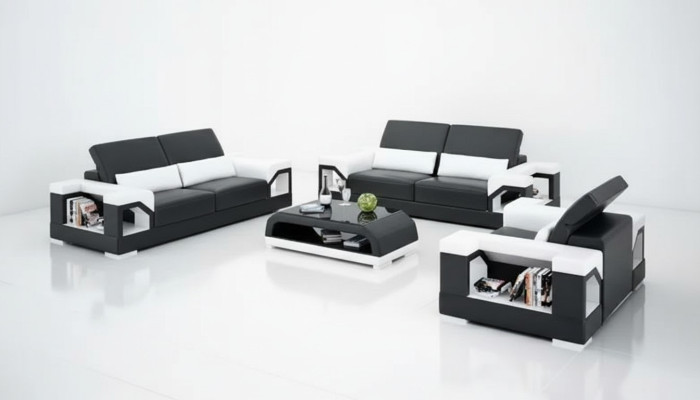 Sofa set 3-zits bank salontafel woonlandschap leren bank modern sofa bankstel