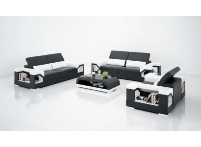 Sofa set 3-zits bank salontafel woonlandschap leren bank modern sofa bankstel
