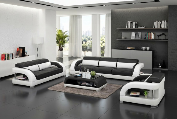 Woonlandschap bankstel 3+2+1 zits Designer bankstel Leren bankstel Moderne bankstel