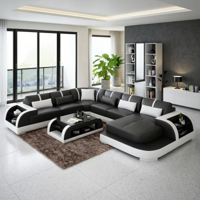 Woonkamer leren xxl bank bank landschap moderne designer bekleding