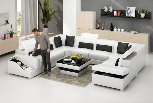 Woonkamer leren xxl bank banklandschap moderne ontwerper hoekkussen.