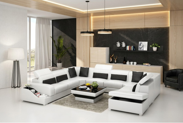 Woonkamer leren xxl bank banklandschap moderne ontwerper hoekkussen.