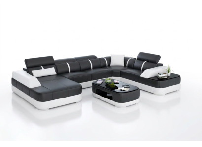 Leder xxl bank bankstel woonkamer landschap moderne designer hoekbank