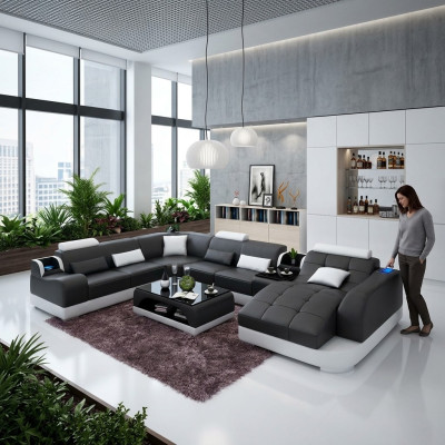 Woonkamer Ontwerp Hoekbank Meubels Moderne Hoekbank Lederen Bekleding Bank
