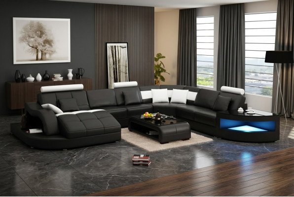 Hoekbank Ontwerp Hoekbank Woonkamer Meubilair Leren Bekleding Bank Bank Woonlandschap