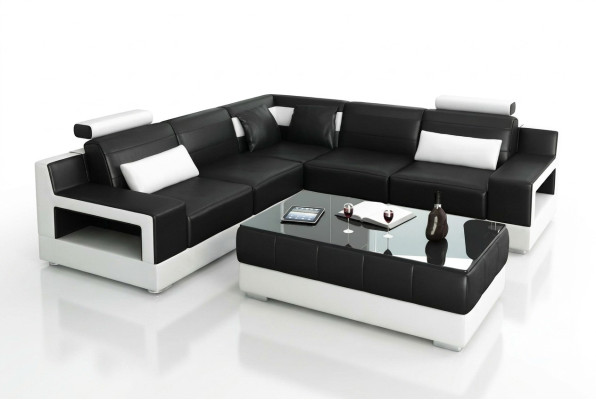 Woonkamer lederen xxl bank landschap sofa moderne designer hoekkussen
