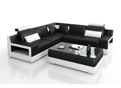 Woonkamer lederen xxl bank landschap sofa moderne designer hoekkussen
